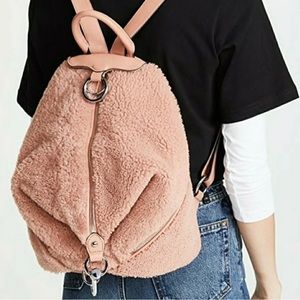 Rebecca Minkoff large Julian Leather Shearling backpack NWT🎒🛍️🌼